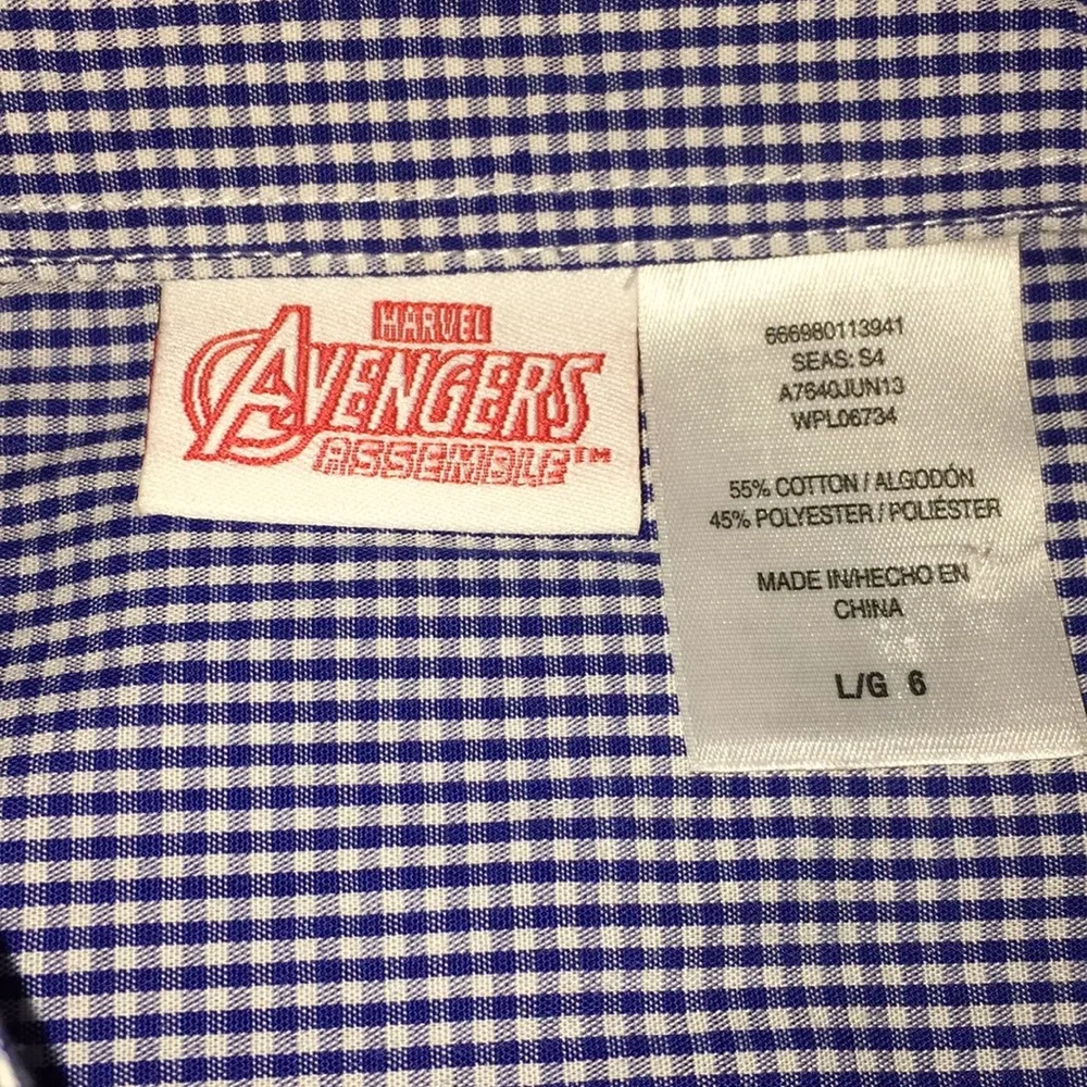 Boys Marvel Avengers Assemble Button Down Size 6